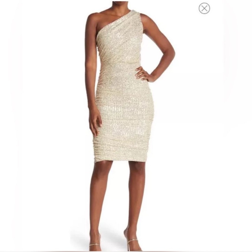 Nordstrom One-Shoulder Gold Dress